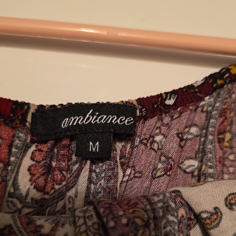 Ambiance White and Brown Boho Off-Shoulder Sundress with built in Shorts M - Picture 2 of 5